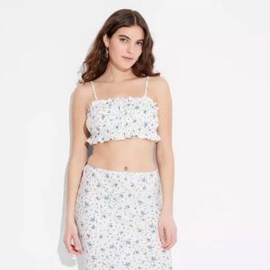 wild fable White Crop Camisole AND maxi skirt  Blue Floral Print